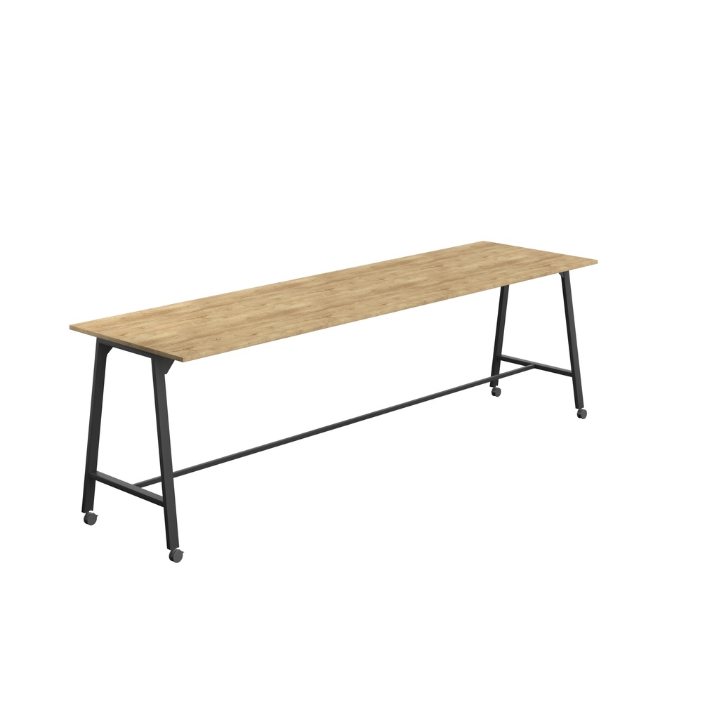 Titan Mobile High Maker Rectangular Table (FSC) | 1800 X 1000 | Black/Natural Nebraska Oak