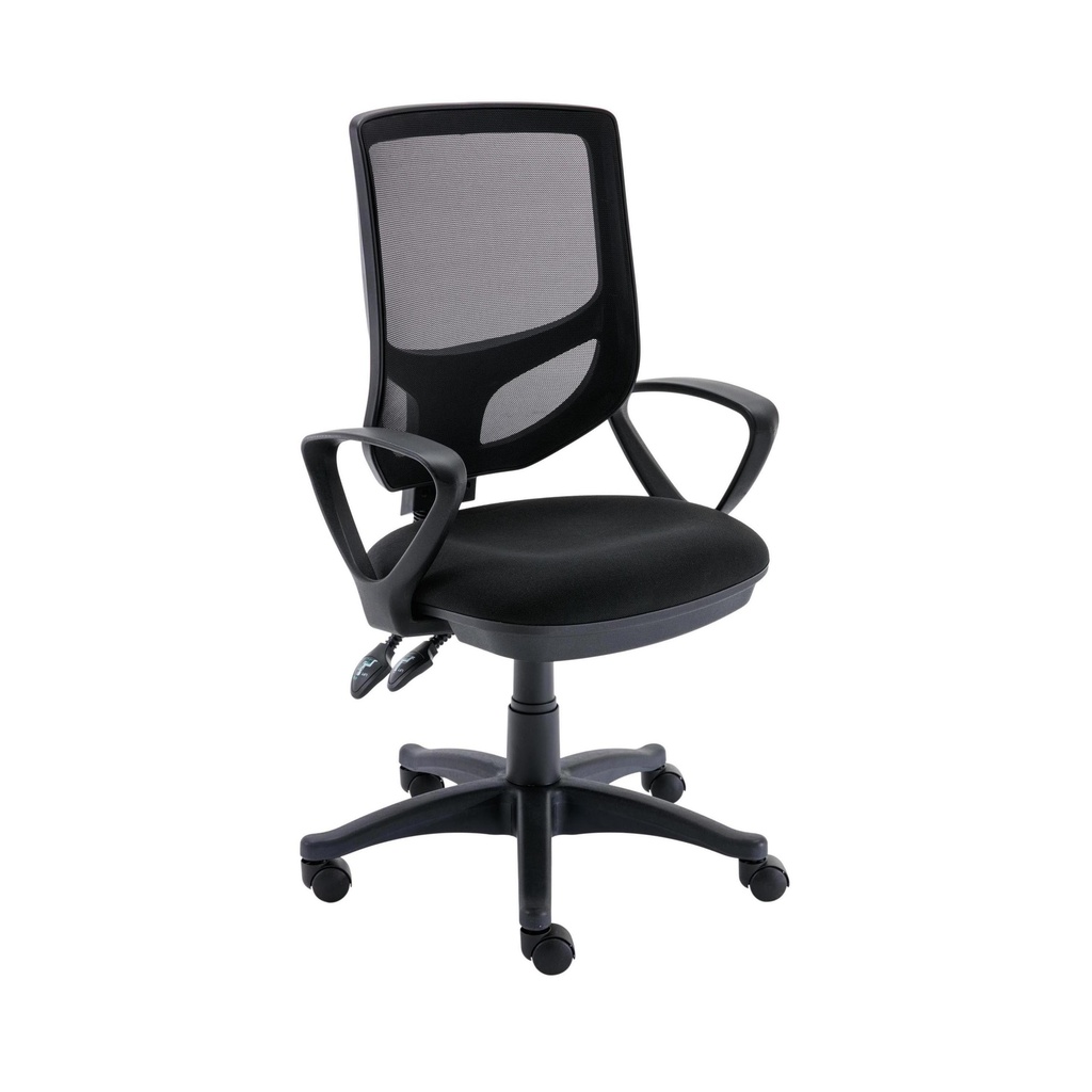 2 Lever Versi Mesh Operator Chair Black Boxed + Fixed Arms + Fixed Arms