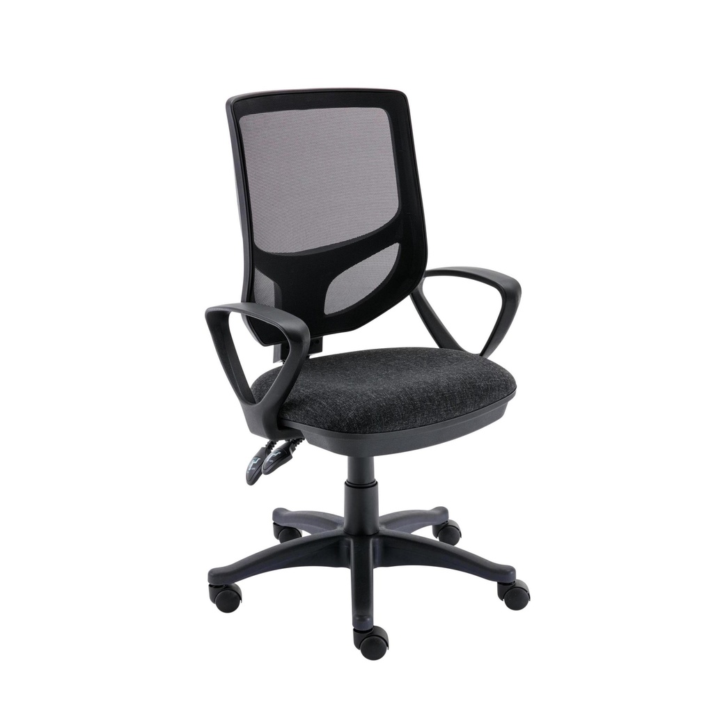 2 Lever Versi Mesh Operator Chair Charcoal Boxed + Fixed Arms
