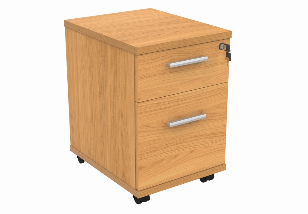 Mobile Under Desk Office Storage Unit (FSC) | 2 Drawers | Norwegian Beech