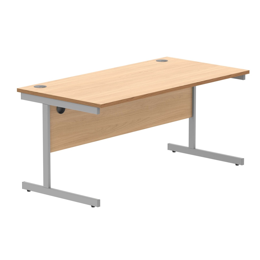 Office Rectangular Desk With Steel Single Upright Cantilever Frame (Fsc) | 1600X800 | Norwegian Beech/Silver
