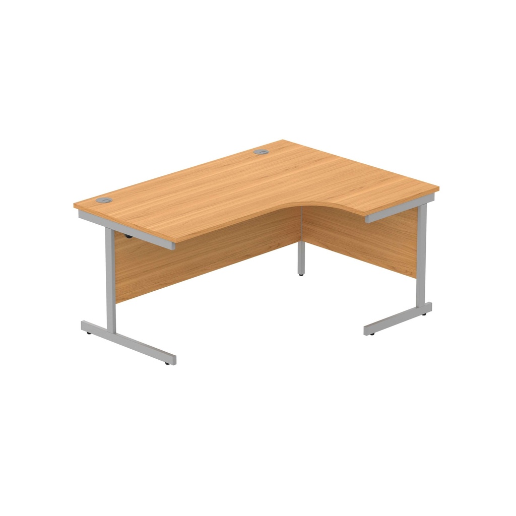 Office Right Hand Corner Desk With Steel Single Upright Cantilever Frame (Fsc) | 1600X1200 | Norwegian Beech/Silver
