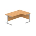 Office Right Hand Corner Desk With Steel Single Upright Cantilever Frame (Fsc) | 1600X1200 | Norwegian Beech/Silver