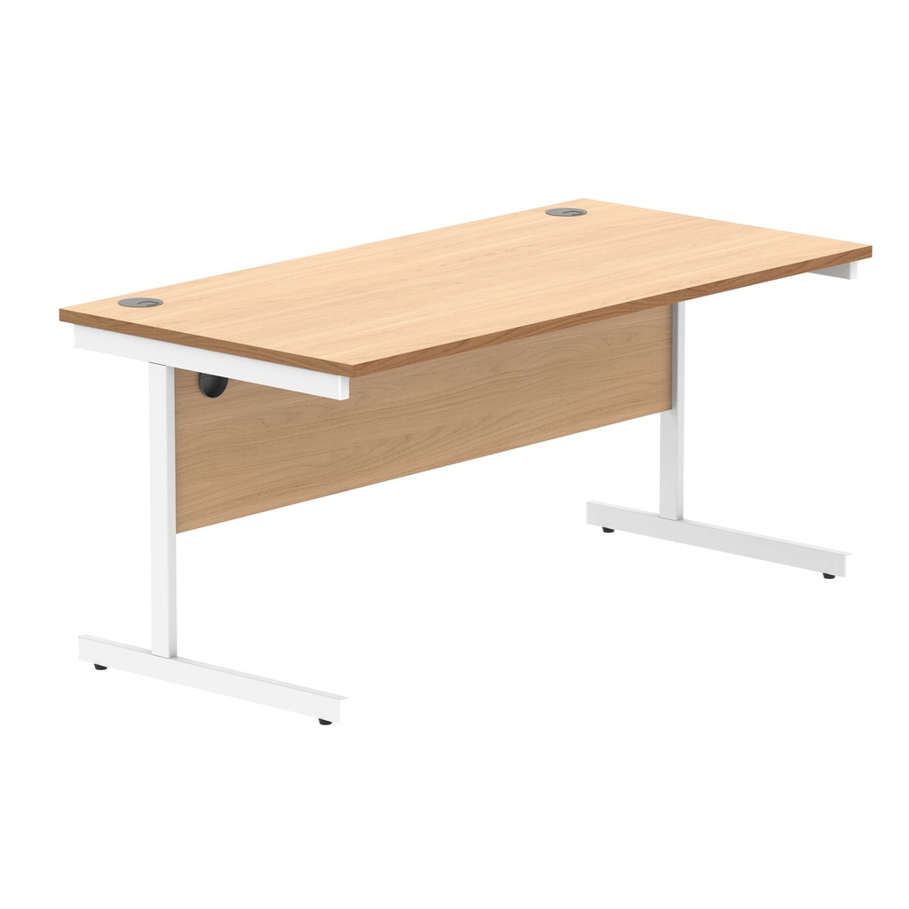 Office Rectangular Desk With Steel Single Upright Cantilever Frame (Fsc) | 1600X800 | Norwegian Beech/White