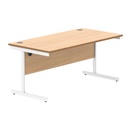 Office Rectangular Desk With Steel Single Upright Cantilever Frame (Fsc) | 1600X800 | Norwegian Beech/White