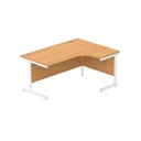 Office Right Hand Corner Desk With Steel Single Upright Cantilever Frame (Fsc) | 1600X1200 | Norwegian Beech/White