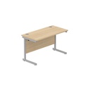 Office Rectangular Desk With Steel Single Upright Cantilever Frame (Fsc) | 1200X600 | Canadian Oak/Silver
