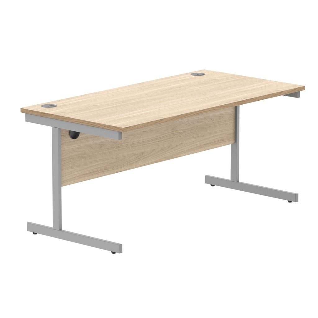 Office Rectangular Desk With Steel Single Upright Cantilever Frame (Fsc) | 1600X800 | Canadian Oak/Silver
