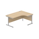 Office Right Hand Corner Desk With Steel Single Upright Cantilever Frame (Fsc) | 1600X1200 | Canadian Oak/Silver