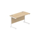 Office Rectangular Desk With Steel Single Upright Cantilever Frame (Fsc) | 1200X600 | Canadian Oak/White