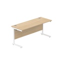 Office Rectangular Desk With Steel Single Upright Cantilever Frame (Fsc) | 1600X600 | Canadian Oak/White