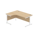 Office Left Hand Corner Desk With Steel Single Upright Cantilever Frame (Fsc) | 1600X1200 | Canadian Oak/White