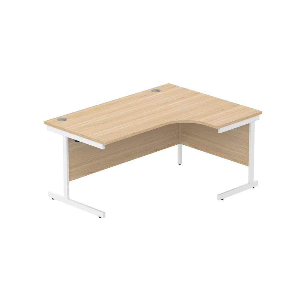 Office Right Hand Corner Desk With Steel Single Upright Cantilever Frame (Fsc) | 1600X1200 | Canadian Oak/White