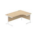 Office Right Hand Corner Desk With Steel Single Upright Cantilever Frame (Fsc) | 1600X1200 | Canadian Oak/White