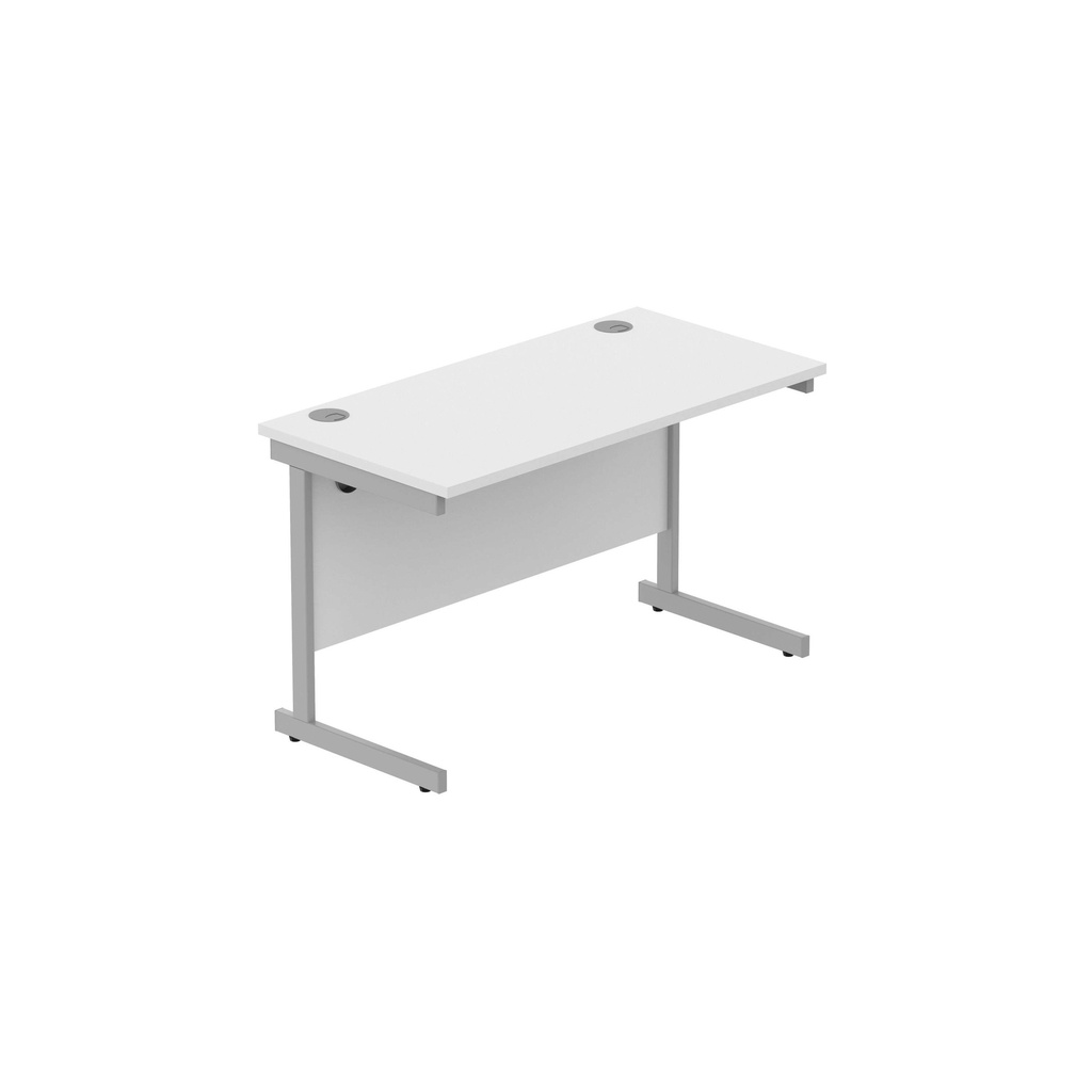 Office Rectangular Desk With Steel Single Upright Cantilever Frame (Fsc) | 1200X600 | Arctic White/Silver