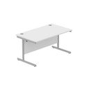 Office Rectangular Desk With Steel Single Upright Cantilever Frame (Fsc) | 1400X800 | Arctic White/Silver