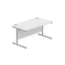 Office Rectangular Desk With Steel Single Upright Cantilever Frame (Fsc) | 1400X800 | Arctic White/Silver