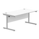Office Rectangular Desk With Steel Single Upright Cantilever Frame (Fsc) | 1600X800 | Arctic White/Silver