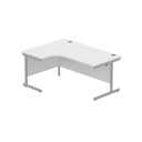 Office Left Hand Corner Desk With Steel Single Upright Cantilever Frame (Fsc) | 1600X1200 | Arctic White/Silver