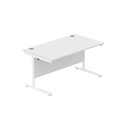 Office Rectangular Desk With Steel Single Upright Cantilever Frame (Fsc) | 1400X800 | Arctic White/White
