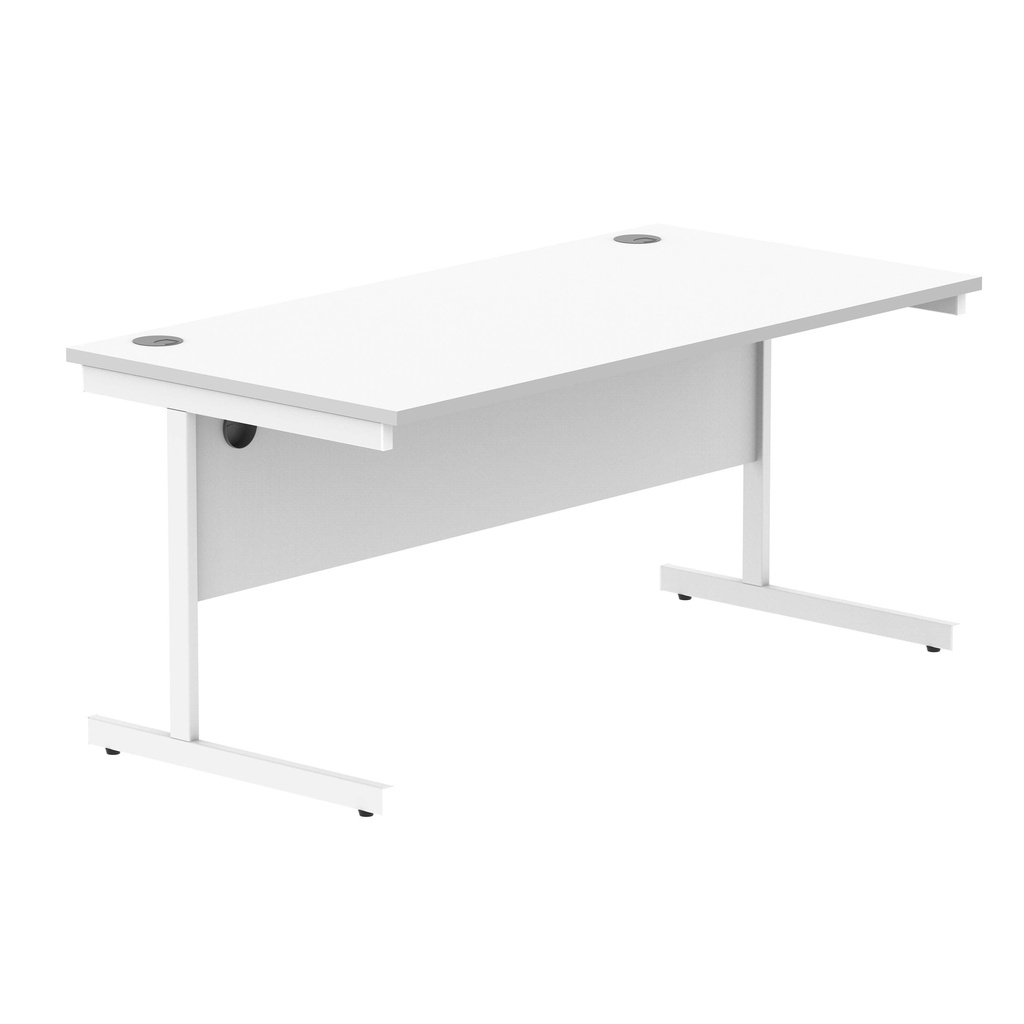 Office Rectangular Desk With Steel Single Upright Cantilever Frame (Fsc) | 1600X800 | Arctic White/White