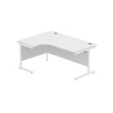 Office Left Hand Corner Desk With Steel Single Upright Cantilever Frame (Fsc) | 1600X1200 | Arctic White/White