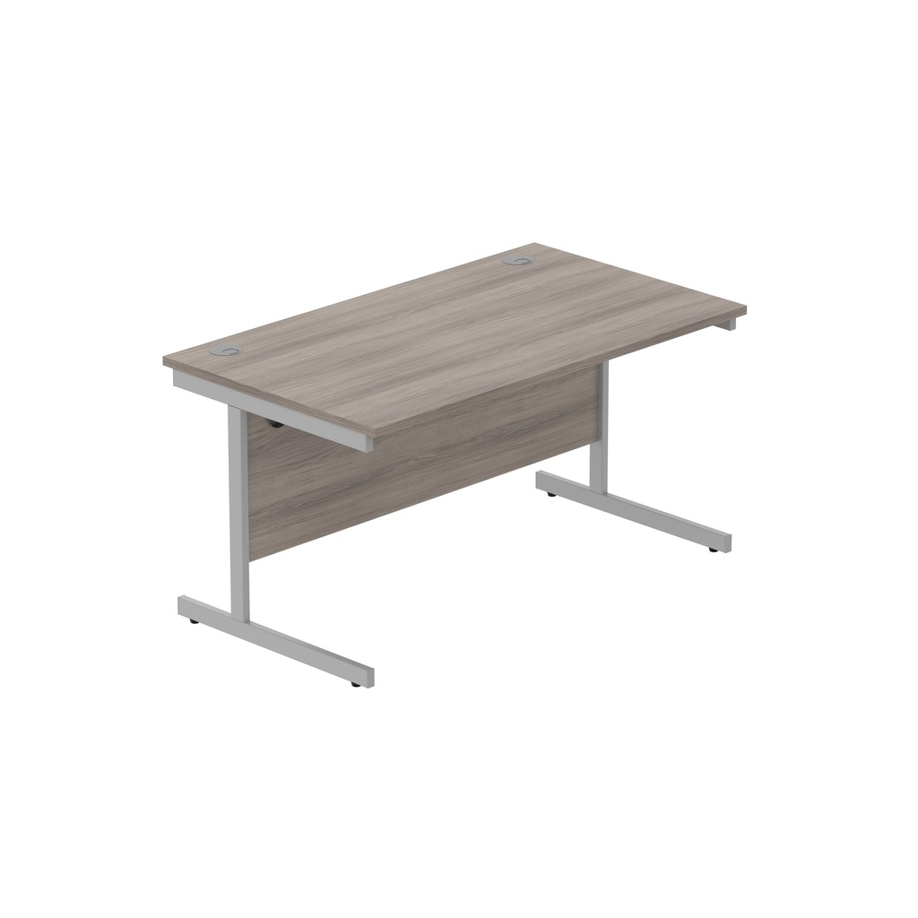 Office Rectangular Desk With Steel Single Upright Cantilever Frame (Fsc) | 1400X800 | Alaskan Grey Oak/Silver