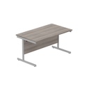 Office Rectangular Desk With Steel Single Upright Cantilever Frame (Fsc) | 1400X800 | Alaskan Grey Oak/Silver