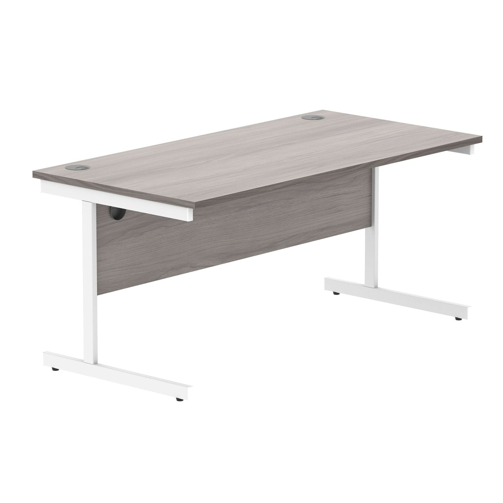 Office Rectangular Desk With Steel Single Upright Cantilever Frame (Fsc) | 1600X800 | Alaskan Grey Oak/White