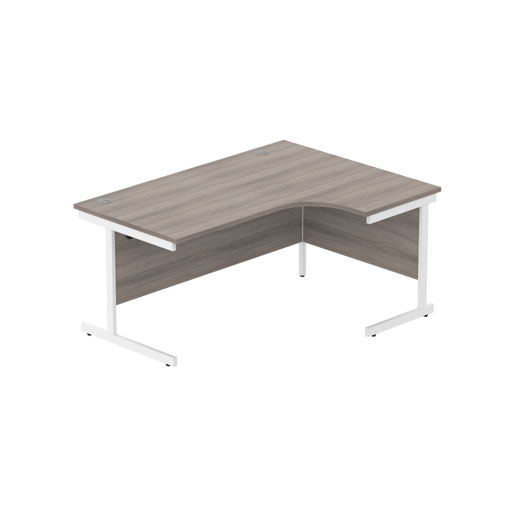 Office Right Hand Corner Desk With Steel Single Upright Cantilever Frame (Fsc) | 1600X1200 | Alaskan Grey Oak/White