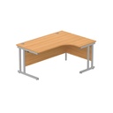 Office Right Hand Corner Desk With Steel Double Upright Cantilever Frame (Fsc) | 1600X1200 | Norwegian Beech/Silver