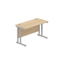 Office Rectangular Desk With Steel Double Upright Cantilever Frame (Fsc) | 1200X600 | Canadian Oak/Silver