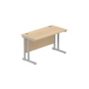 Office Rectangular Desk With Steel Double Upright Cantilever Frame (Fsc) | 1200X600 | Canadian Oak/Silver