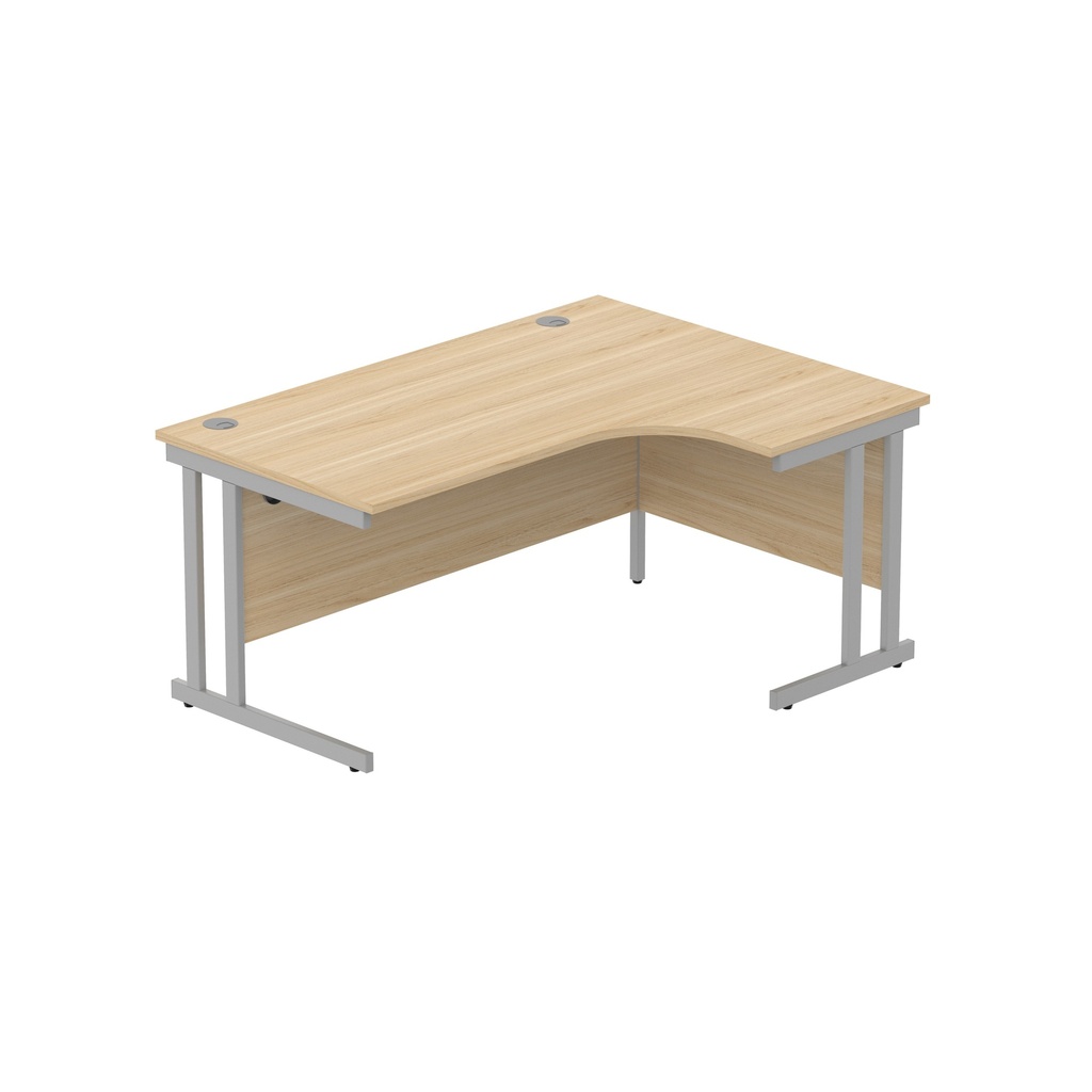 Office Right Hand Corner Desk With Steel Double Upright Cantilever Frame (Fsc) | 1600X1200 | Canadian Oak/Silver