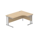 Office Right Hand Corner Desk With Steel Double Upright Cantilever Frame (Fsc) | 1600X1200 | Canadian Oak/Silver