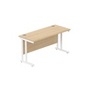 Office Rectangular Desk With Steel Double Upright Cantilever Frame (Fsc) | 1400X600 | Canadian Oak/White
