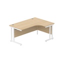 Office Right Hand Corner Desk With Steel Double Upright Cantilever Frame (Fsc) | 1600X1200 | Canadian Oak/White
