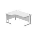 Office Left Hand Corner Desk With Steel Double Upright Cantilever Frame (Fsc) | 1600X1200 | Arctic White/Silver