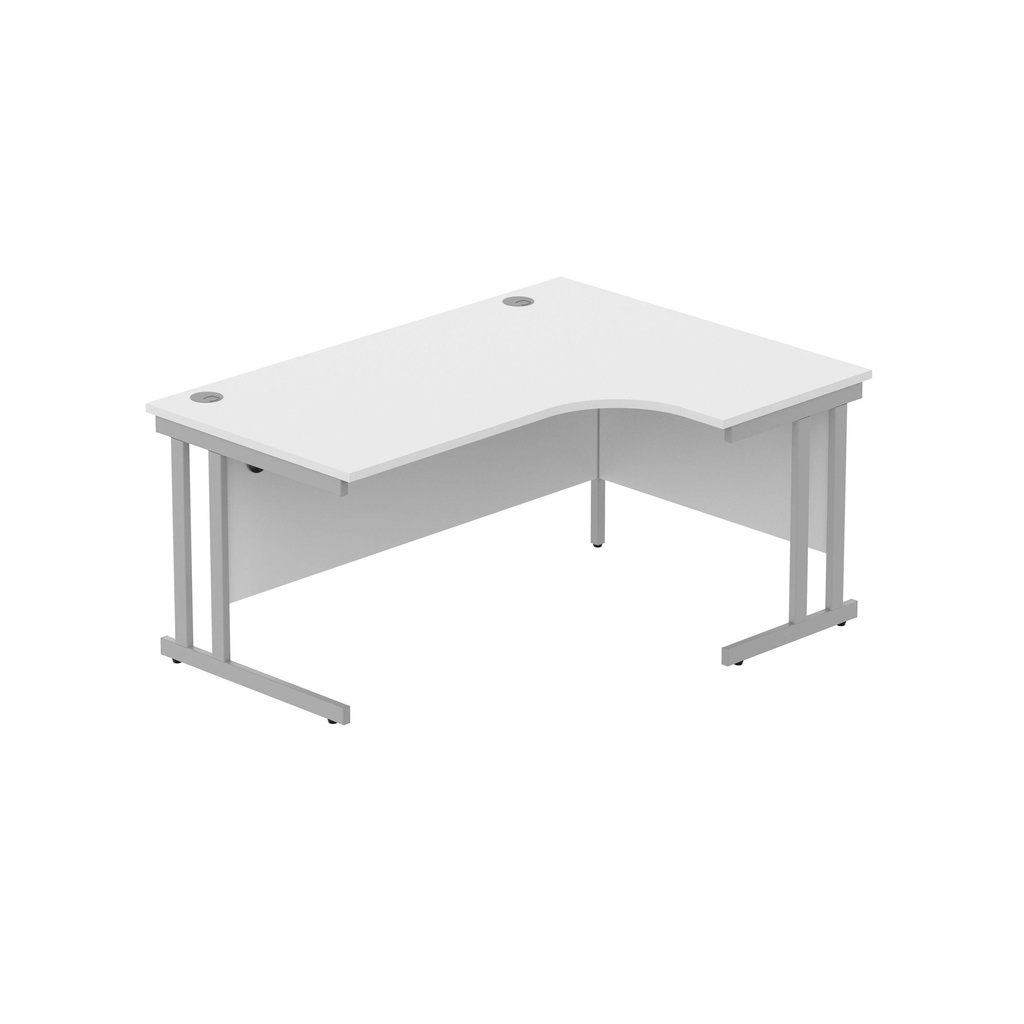 Office Right Hand Corner Desk With Steel Double Upright Cantilever Frame (Fsc) | 1600X1200 | Arctic White/Silver