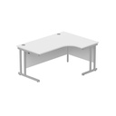 Office Right Hand Corner Desk With Steel Double Upright Cantilever Frame (Fsc) | 1600X1200 | Arctic White/Silver