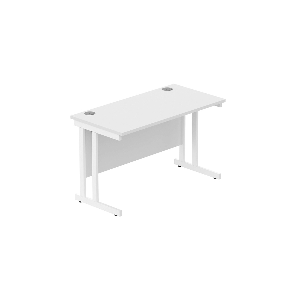 Office Rectangular Desk With Steel Double Upright Cantilever Frame (Fsc) | 1200X600 | Arctic White/White