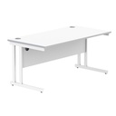 Office Rectangular Desk With Steel Double Upright Cantilever Frame (Fsc) | 1600X800 | Arctic White/White