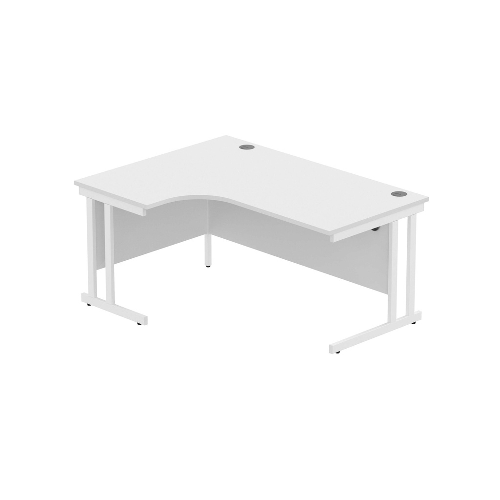 Office Left Hand Corner Desk With Steel Double Upright Cantilever Frame (Fsc) | 1600X1200 | Arctic White/White