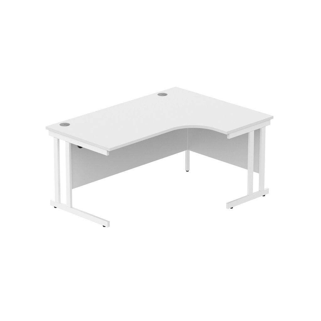 Office Right Hand Corner Desk With Steel Double Upright Cantilever Frame (Fsc) | 1600X1200 | Arctic White/White