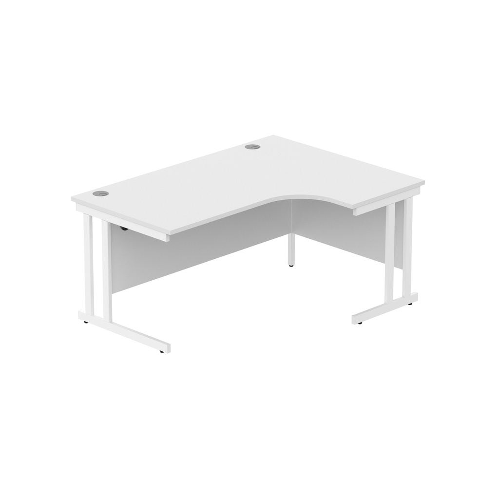 Office Right Hand Corner Desk With Steel Double Upright Cantilever Frame (Fsc) | 1600X1200 | Arctic White/White