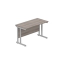 Office Rectangular Desk With Steel Double Upright Cantilever Frame (Fsc) | 1200X600 | Alaskan Grey Oak/Silver