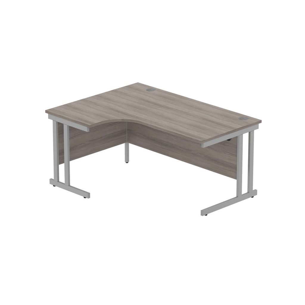 Office Left Hand Corner Desk With Steel Double Upright Cantilever Frame (Fsc) | 1600X1200 | Alaskan Grey Oak/Silver