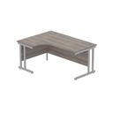 Office Left Hand Corner Desk With Steel Double Upright Cantilever Frame (Fsc) | 1600X1200 | Alaskan Grey Oak/Silver