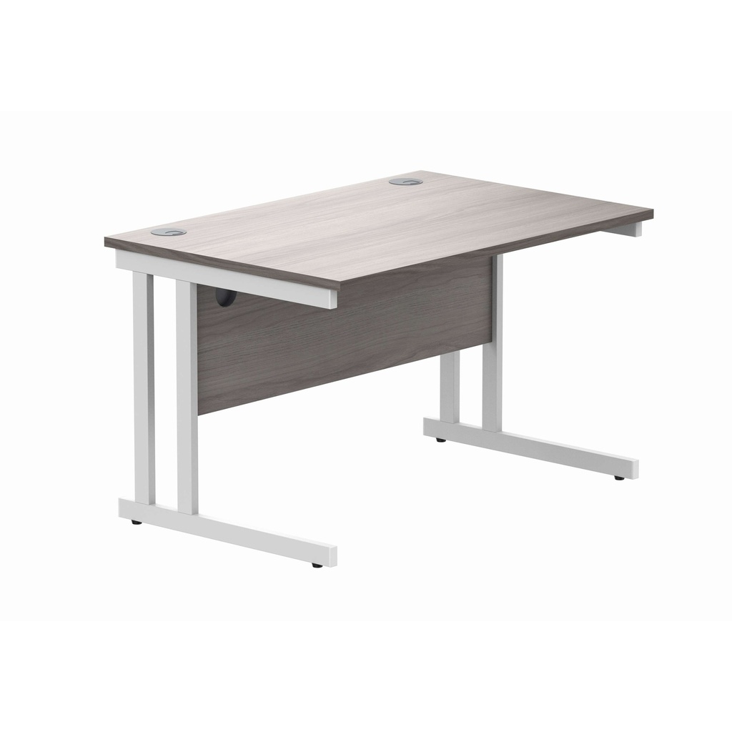 Office Rectangular Desk With Steel Double Upright Cantilever Frame (Fsc) | 1200X800 | Alaskan Grey Oak/White