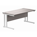 Office Rectangular Desk With Steel Double Upright Cantilever Frame (Fsc) | 1600X800 | Alaskan Grey Oak/White